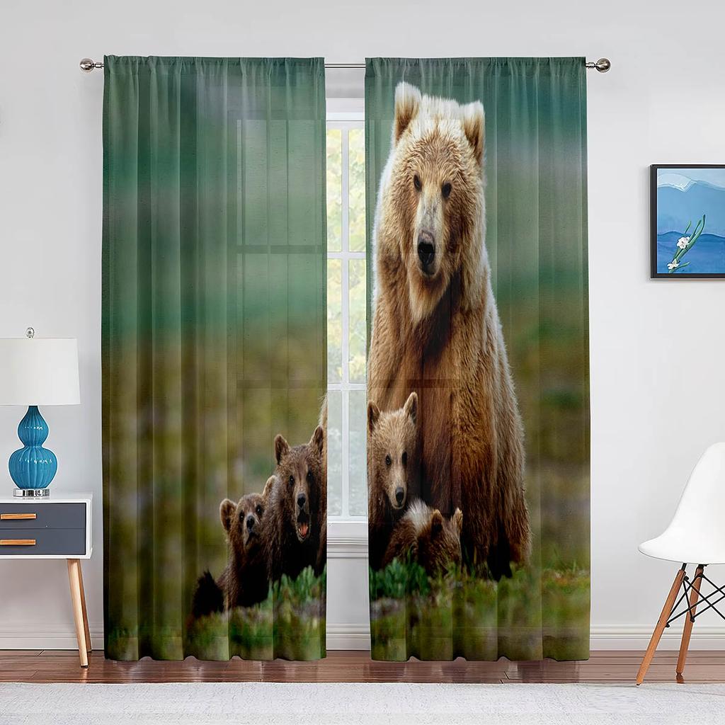 Красная Панда Прозрачная Вуалевая Занавеска для Гостиной Спальни Кухни эл Декор Милая Животная Шифоновая Отделка Оконная Тюлевая Занавеска