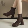 Женские ботильоны, Новый осенне-зимний образ, Ботильоны на высоком каблуке с высоким квадратным носком, Ботильоны на толстом каблуке