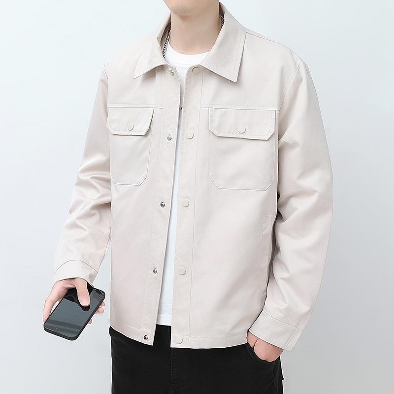 Весенняя новая однотонная куртка мужская повседневная универсальная трендовая модная молодежная куртка большого размера с лацканами