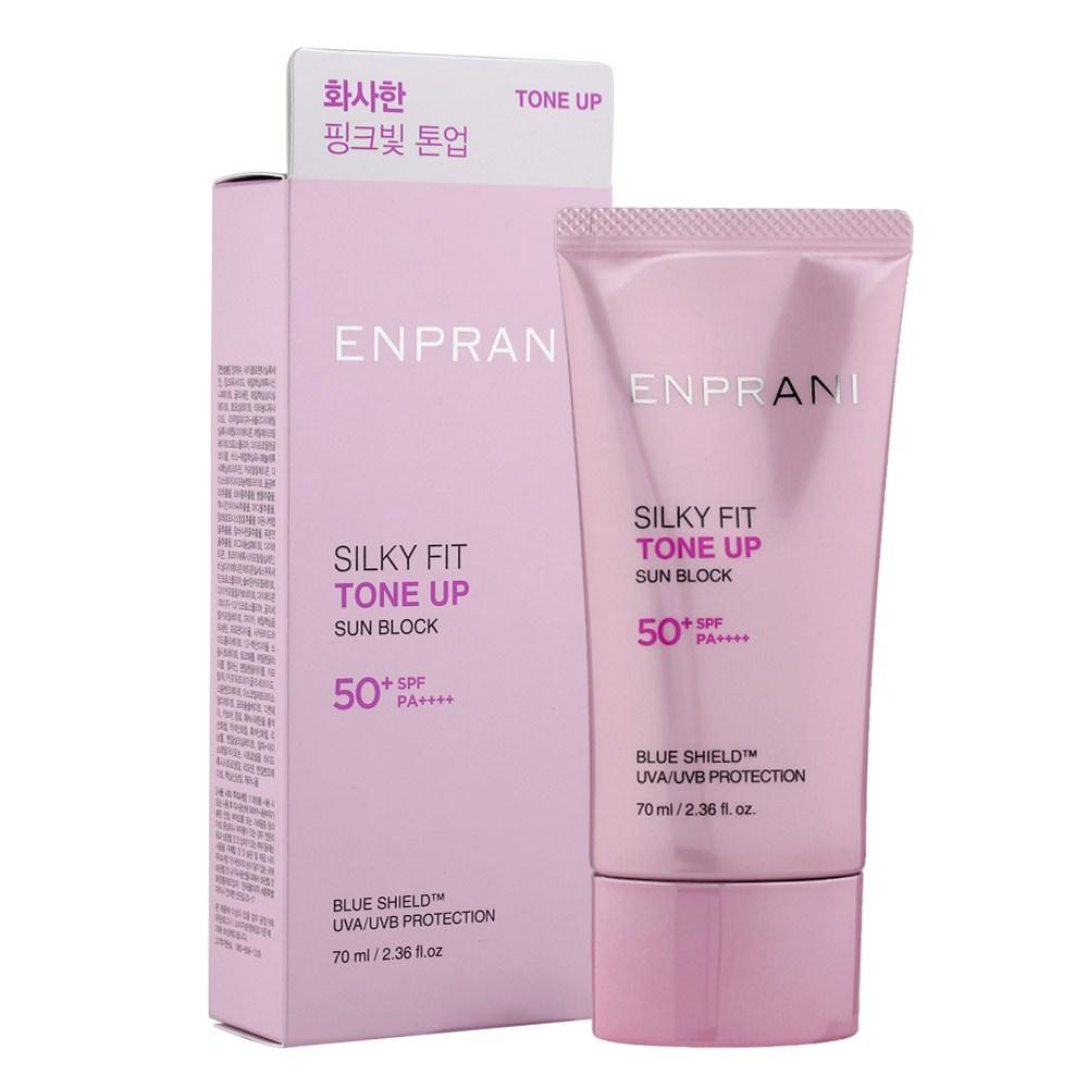 ENPRANI Silky Fit Tone Up Sunblock 70 мл x 2 Розовый тонирующий солнцезащитный крем Солнцезащитный крем, 70 мл, 1 набор