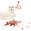 Интерактивная дразнилка для кошек из гибкой стальной проволоки с перьями для досуга