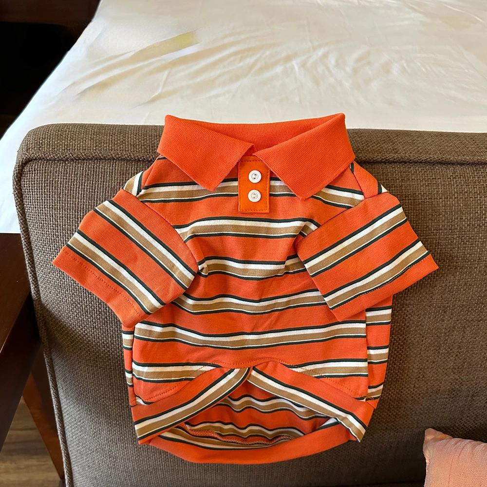 INS New Pure Cotton Pet Shirt Striped T-shirt Dog Shirt Dog Clothes Yorkshire Terrier French Bulldog Clothes