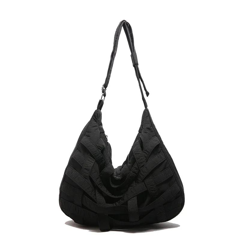 Сумка через плечо с индивидуальным нишевым дизайном, объемная сумка из полой ткани, большая вместимость для хранения вещей в дороге