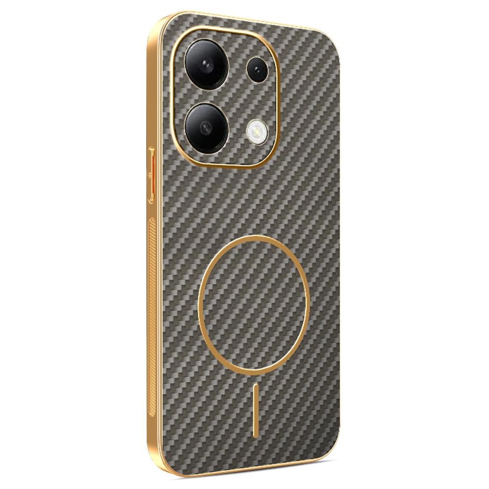 For Xiaomi Redmi Note 13 4G Phone Case Carbon Fiber Textured Electroplated TPU Back Cover