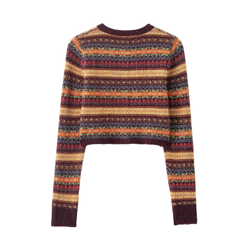 European and American style, new women's fashion, versatile, cross-border daily jacquard knit short jacket