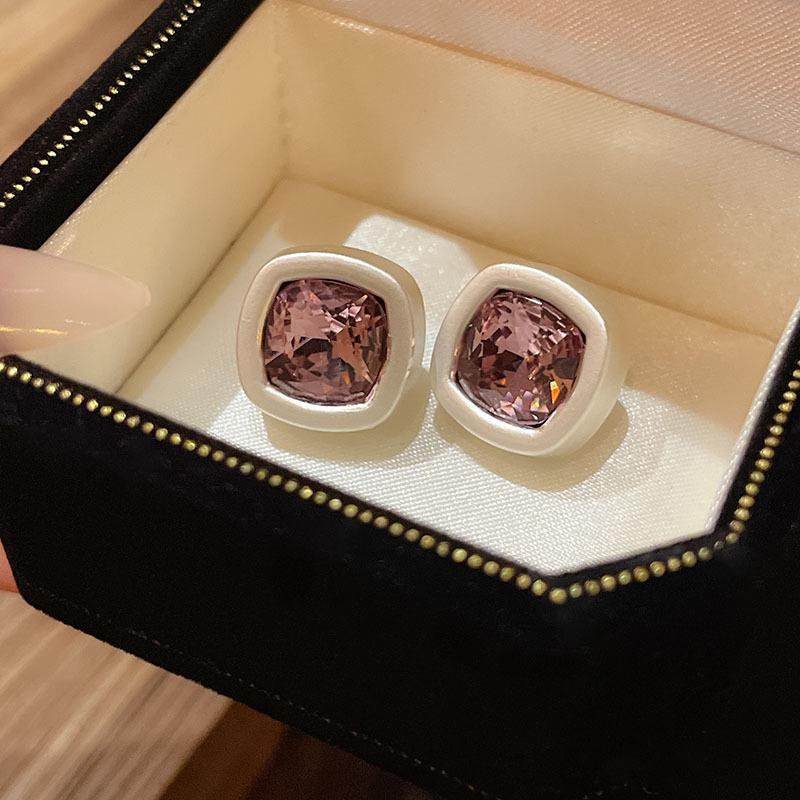 Серьги-пусеты «Серебряная игла» с вырезами в виде розовых бабочек и цирконами - Высококачественная роскошная модная бижутерия