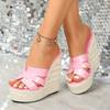 Fashion Sexy 14cm High Heel Woven Platform Sandals Women Party Shoes Model Drag Shoes Waterproof Sole