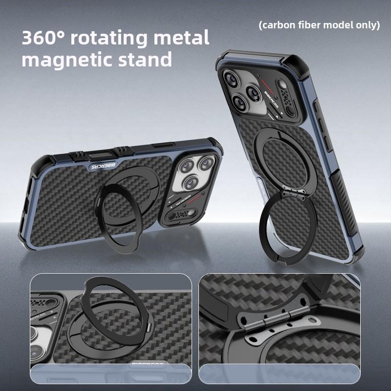 Applicable To IPhone17Promax Mobile Phone Case, Carbon Fiber Magnetic Suction All-inclusive Anti-drop 17Pro IPhone Case.