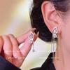 Elegant Asymmetrical Diamond Butterfly Tassel Earrings with S925 Silver Needle