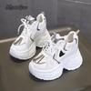 Fashion Breathable Mesh Platform Sneakers for Women Autumn Comfortable Chunky Sneakers Height Increasing Fashion White Casual Shoes