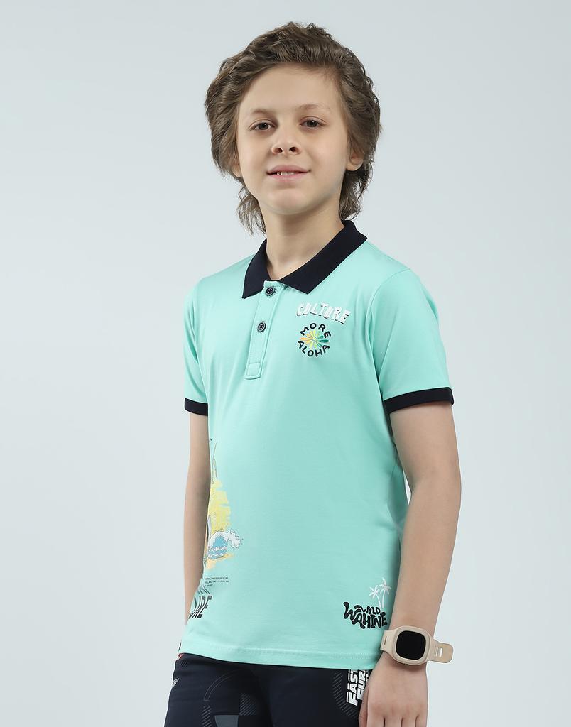MONTE CARLO Boys's Regular Fit Printed Polo Half Sleeve T-Shirt
