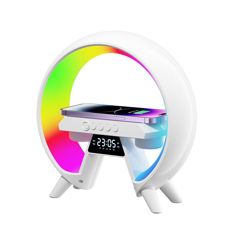 VAORLO Беспроводное зарядное устройство 15 Вт + беспроводной динамик 5.3 + RGB-подсветка + таймер Alcok 4 в 1 для iPhone 15 15pro 15promax