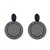 Punk Earrings Temperament Sweet Elegant Black Circle Temperament Hollow Pattern Earrings Women's Clothing Black Stud
