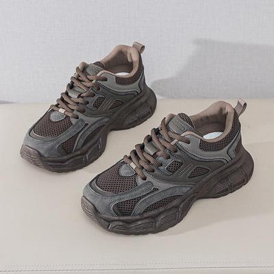 Женские кроссовки Dad 2024 года с нескользящей подошвой, полностью черные, для бега и повседневной носки