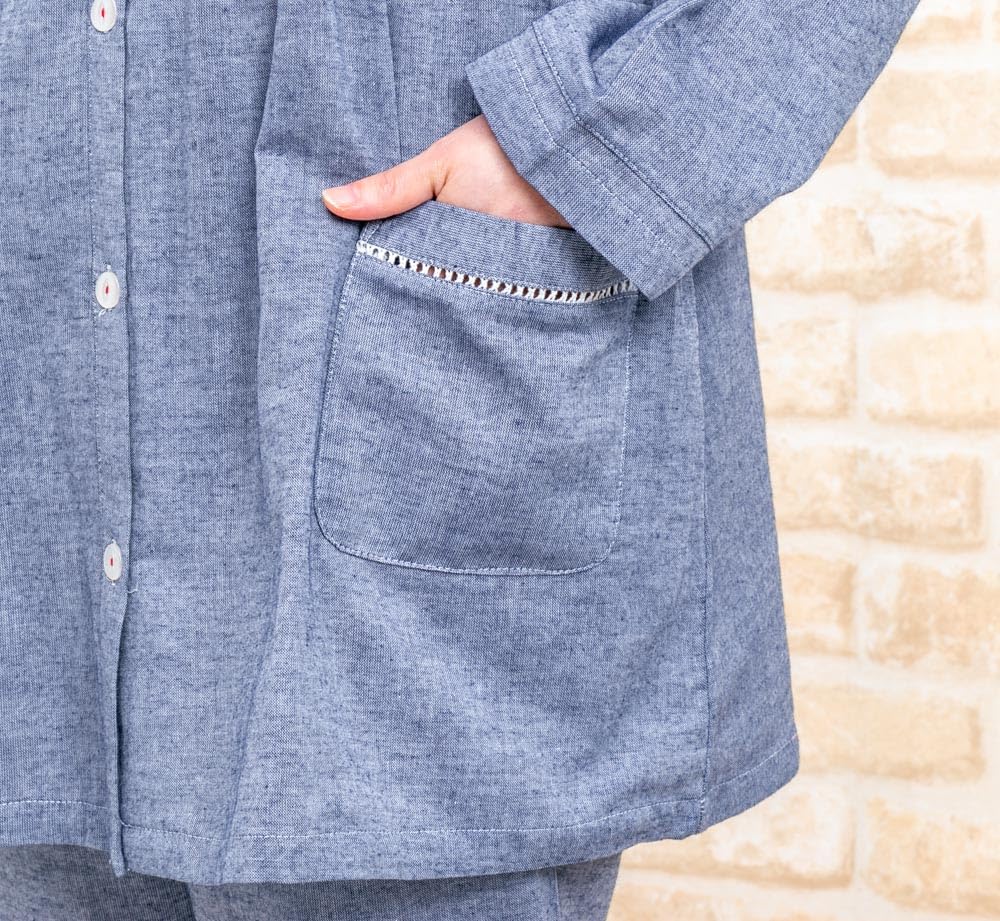 Пижама из хлопка с двойной марлей и длинным передом, подходит для весны и 15117 [K's Eye], приятная для кожи, 100% открывающаяся, женские рукава, осень, S/M/L/LL/3L