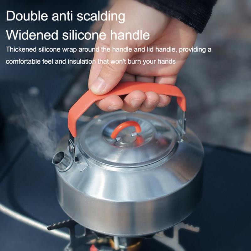 1L Outdoor Camping Kettle, Lightweight Stainless Steel Water Pot, Durable Portable Camp Tea Kettle