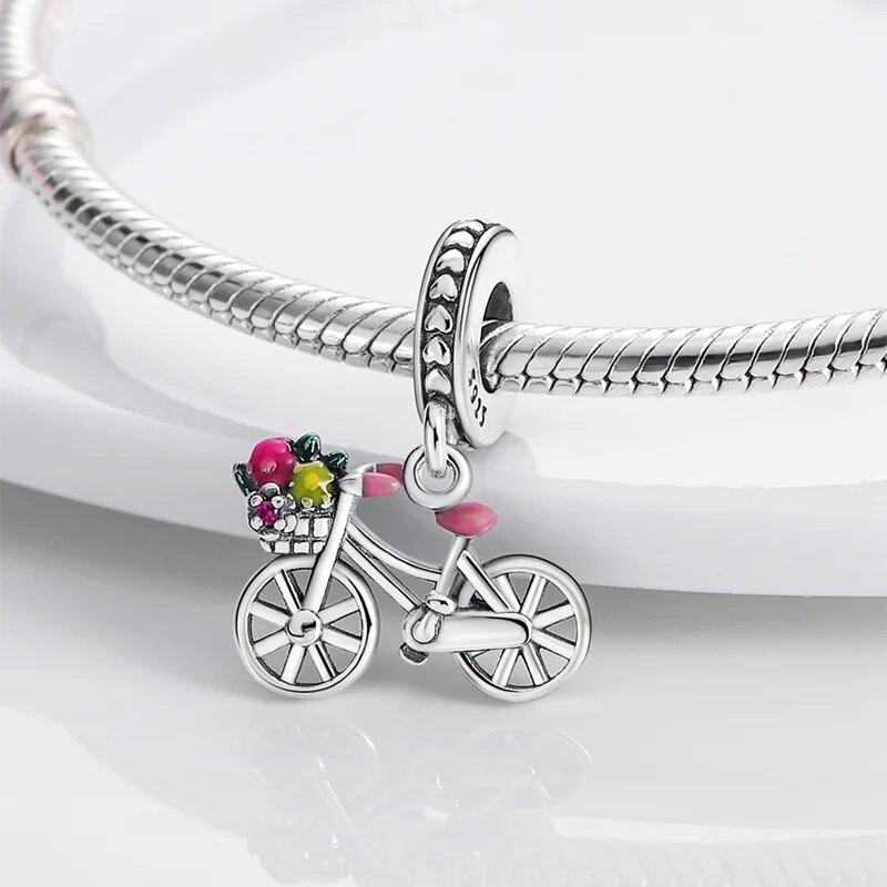 Fashion 100 %925 Sterling Silver Guitar Camera Biycle Flower Charms Pendant Bracelet Diy Jewelry Making
