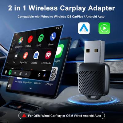 1 шт. Беспроводной адаптер Android Auto 2 в 1, беспроводной CarPlay донгл, автомобильная интеллектуальная система, AI смарт-бокс для автомобиля с проводным CarPlay