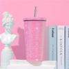 500ml/750ml Rhinestone Thermos Bottles Insulated Shining Glitter Coffee Cup Double Layer with Lid Straw
