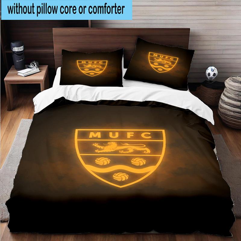 3pcs Football Crest Printed Bedding Set Duvet Cover Closure Includes 1 Duvet Cover & 2 Pillowcases Bedding Sets Home Decor Gifts