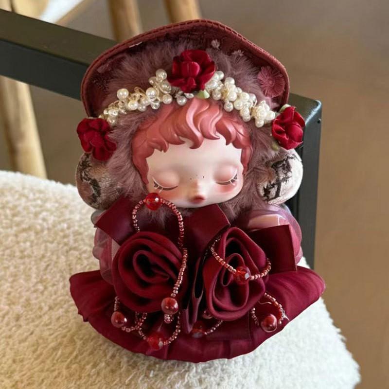 15cm BJD Doll Outfit Set Rose Pearl Hair Ring Floral Skirt SP Guangzhi Garden Winter Melody