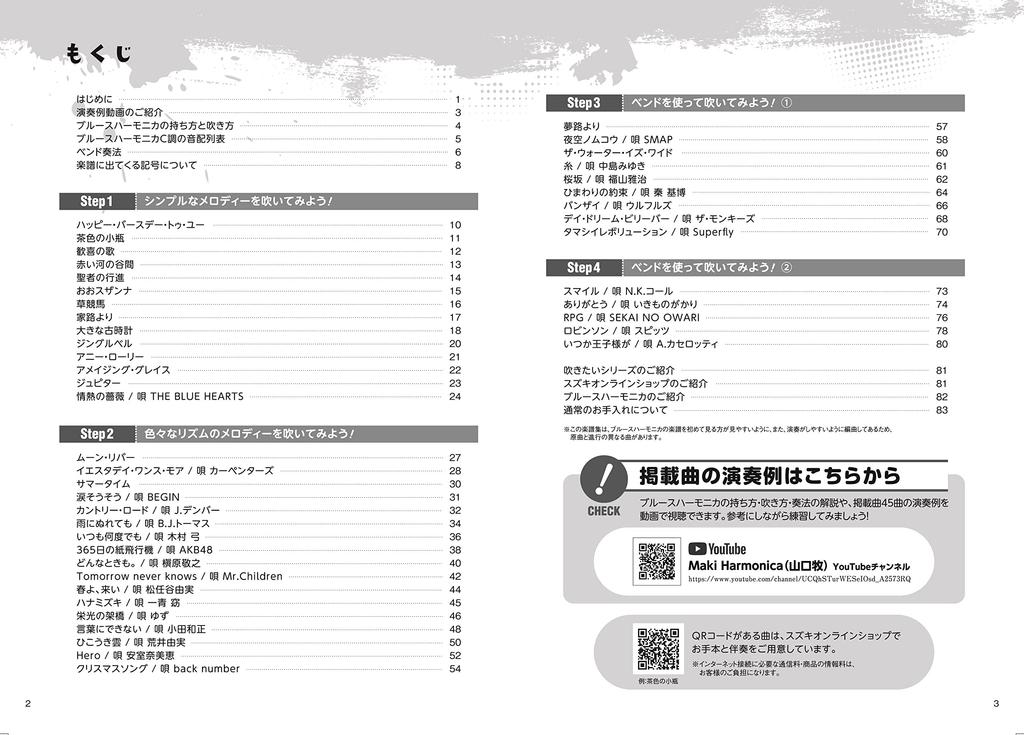 Suzuki Совершенствуйтесь в песнях, которые вы хотите играть. Ноты для блюзовой губной гармошки. Все 45 песен можно играть в тональности C.
