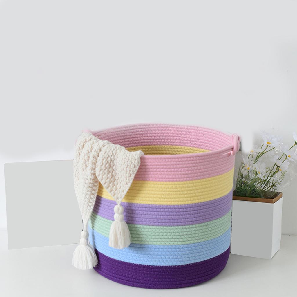 Цветная корзина для хранения из хлопковой веревки, корзины ручной работы, ящик для хранения, удобные корзины для хранения офисных принадлежностей