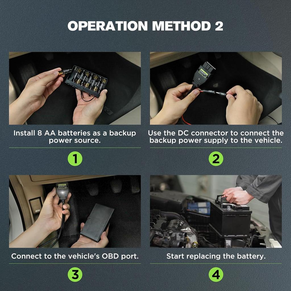 Кабель аварийного питания ЭБУ автомобиля E60 OBD II, 12 В, для сохранения памяти автомобиля, с 2 зажимами типа "крокодил" и батарейным отсеком