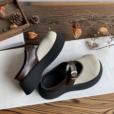 Женские летние шлепанцы на платформе, дышащие сетчатые туфли с одним педалем, новые крутые шлепанцы на высокой подошве 2025 года, полушлепанцы с закрытым носком на высоком каблуке