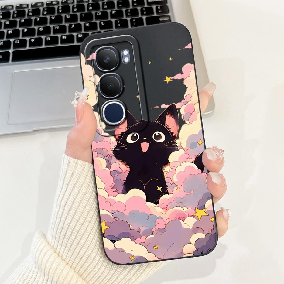 Для Vivo Y19s 4G Чехол V2419 Милый Кот Сетчатый Рисунок Чехол Ударопрочный Мягкий Силиконовый Чехол для Телефона Для Vivo Y19s Y 19 s VivoY19s Fundas