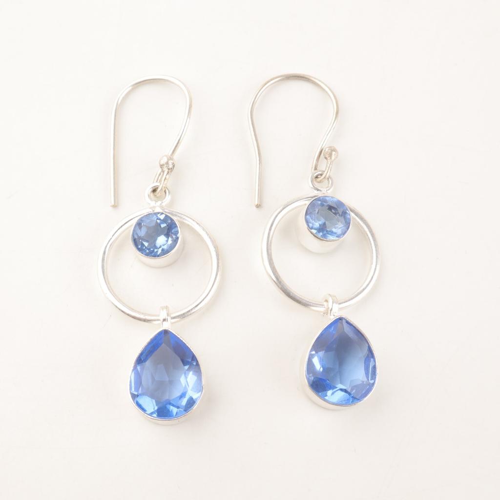 Натуральный камень Танзанит Ювелирные изделия из серебра 925 пробы Серьги ручной работы 2,0" EE-140-15