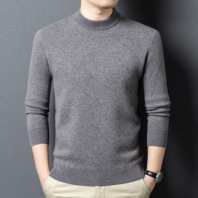 Men's Winter 100% Wool Round Neck Pullover Sweater