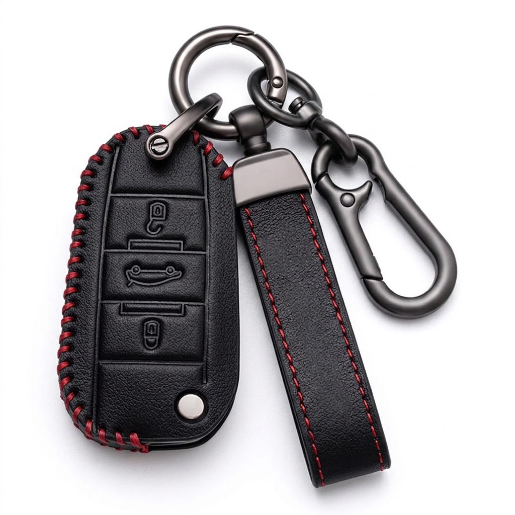 Genuine Leather Car Key Fob Cover For Peugeot 208 301 307 308 407 408 508 607 RCZ 2008 3008 4008 5008 Remote Key Protector Case