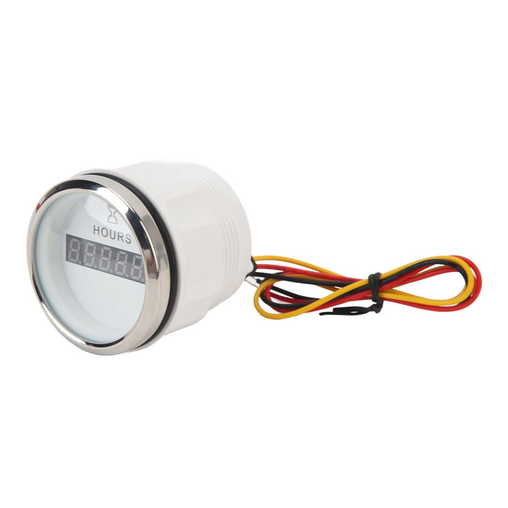 DC 9‑32V 52MM Boat Round Digital Hour Meter High Precise Hourmeter Round Gauge for RVs Yachts Fishing Boats White Dial