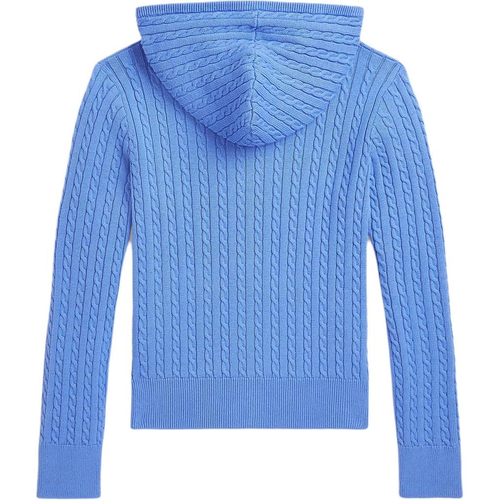 Детский свитер Polo Ralph Lauren однотонный с капюшоном, длинным рукавом и застежкой-молнией, цвет порт-синий 313916533-009