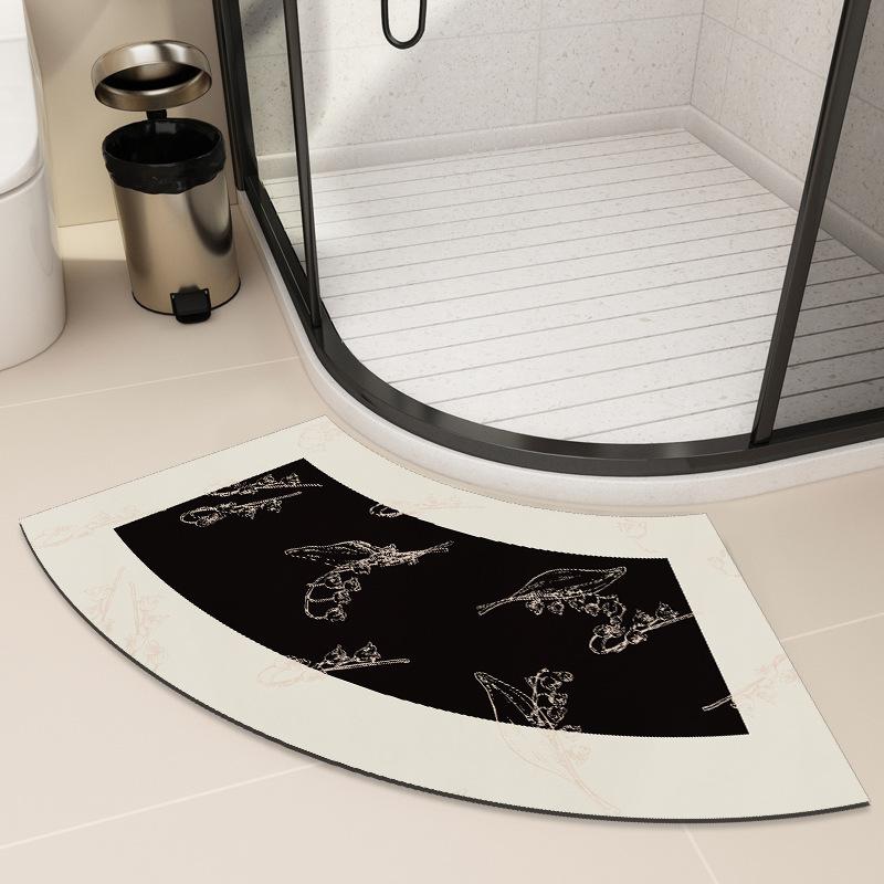 Круглый коврик для пола в ванную комнату, впитывающий воду и противоскользящий коврик для ног у входа в ванную комнату, веерообразный коврик для унитаза