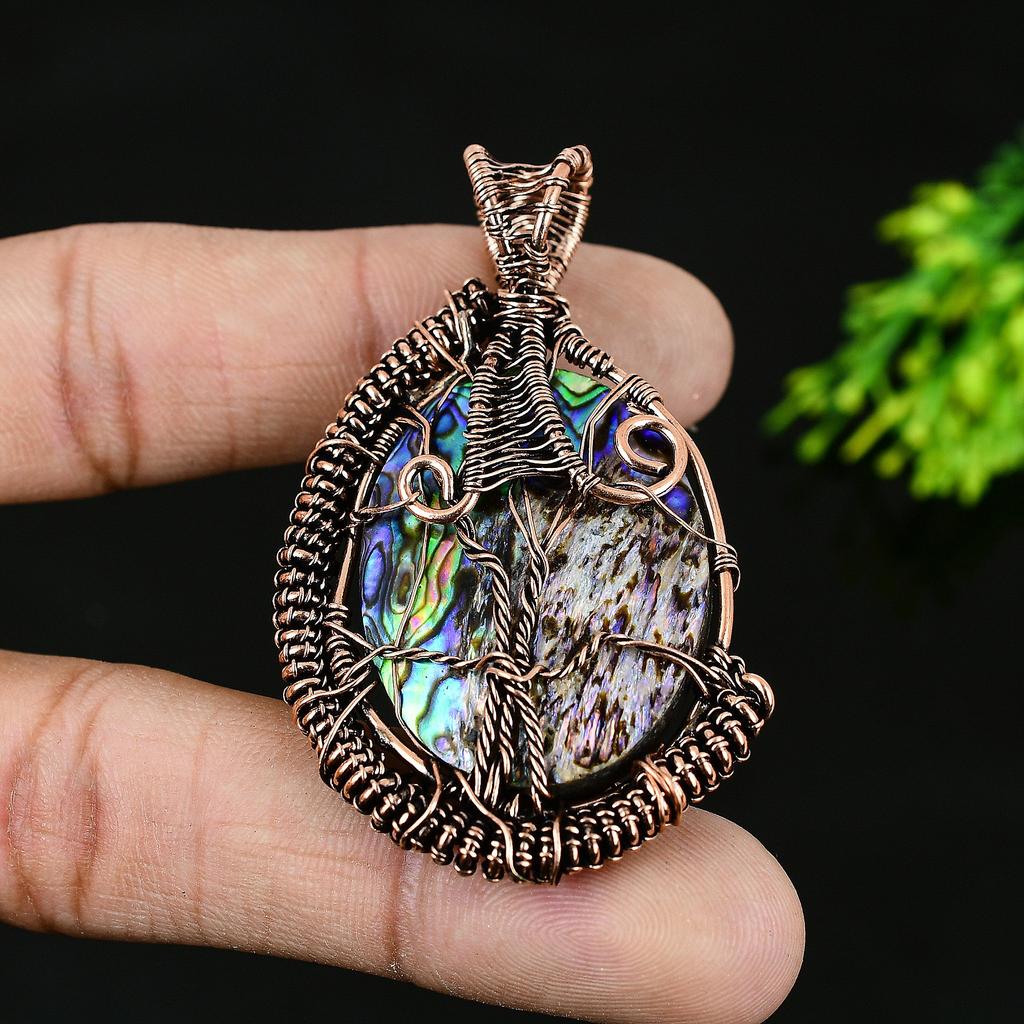 Подвеска из медной проволоки ручной работы из натурального морского ушка с драгоценным камнем 2,25 a5K45