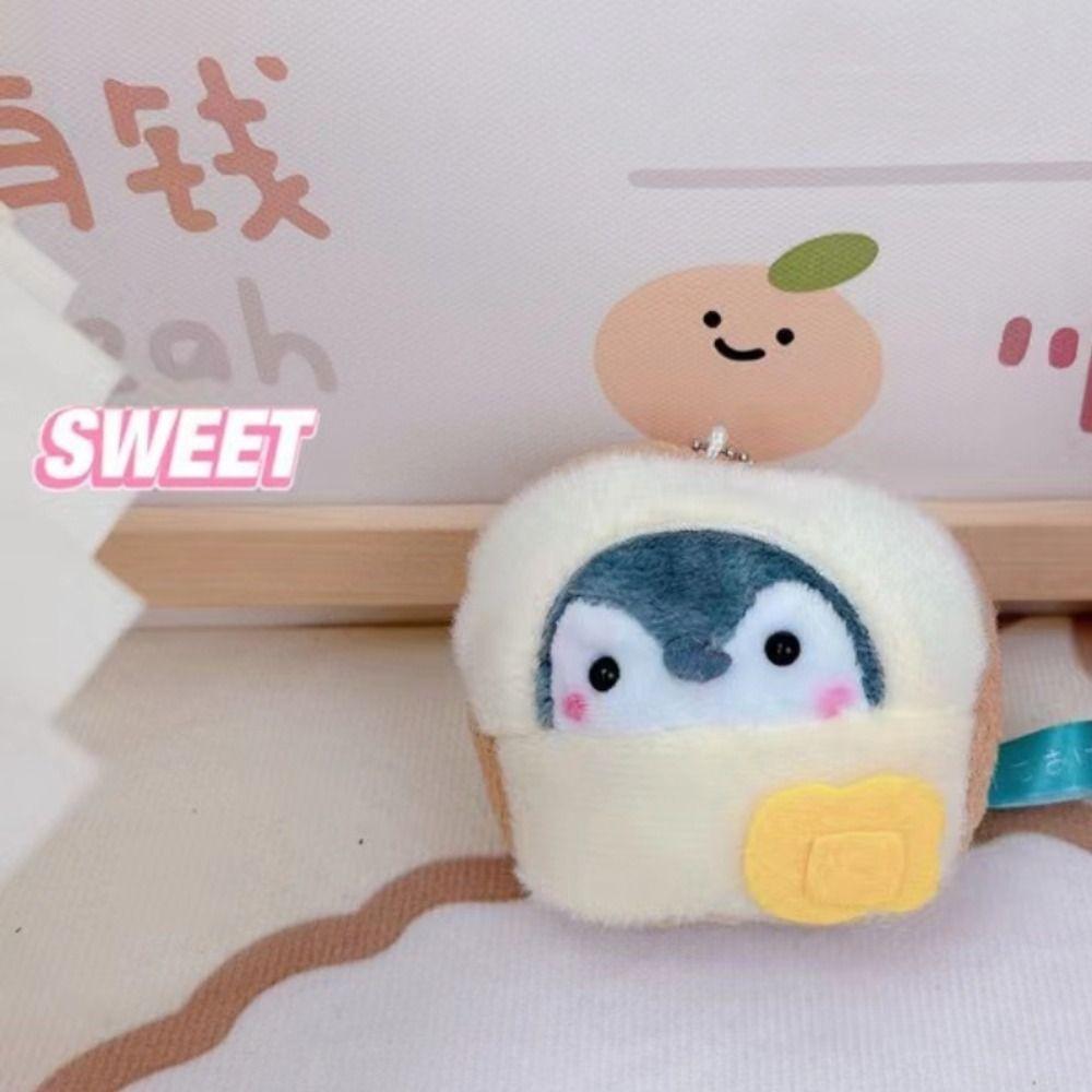 Cartoon Penguin Plush Keychain Lucky Koi Little Duck Animal Penguin Stuffed Toys Bread Bee Soft Doll Pendant Couple Keyrings
