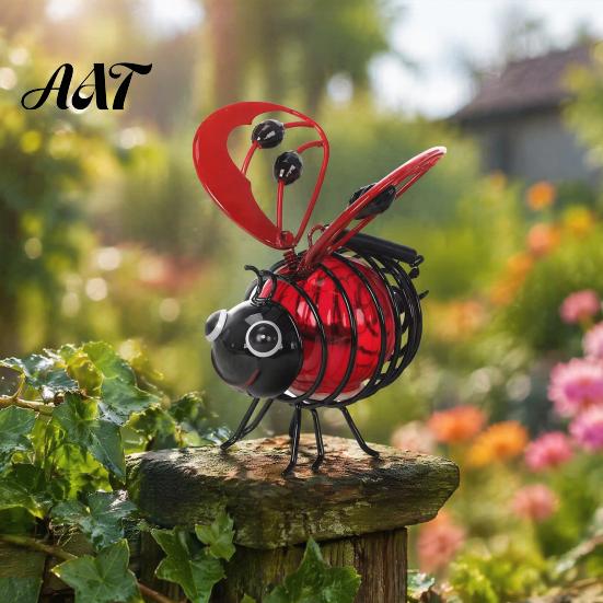 Weather Resistant Porch Hanging Decor Solar Bee Garden Light, Outdoor Solar-Powered Metal Lantern, Waterproof Automated Dusk to Dawn Lighting
