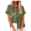 Женская модная футболка с принтом, летняя и осенняя футболка с коротким рукавом на пуговицах, женская повседневная футболка с воротником с лацканами, свободные блузки