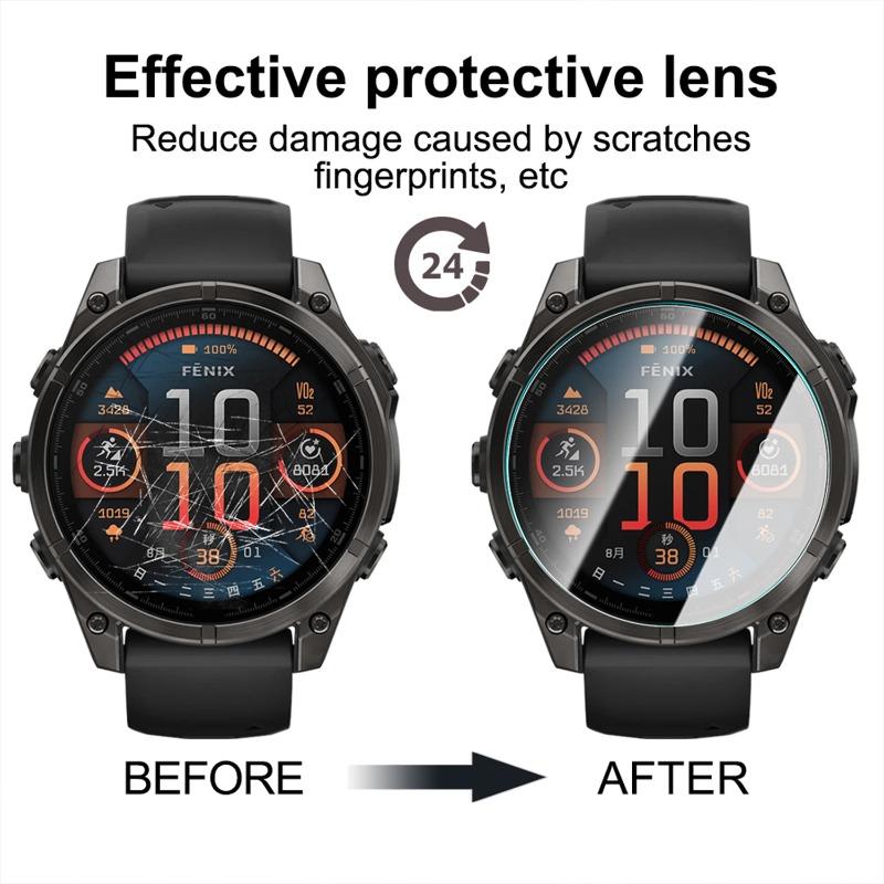 Закаленное стекло HD для Garmin Fenix 8 43/47/51 мм с солнечным AMOLED-экраном, Защитное стекло, Легко устанавливается, Антицарапающая пленка для Forerunner955 255 165 S70