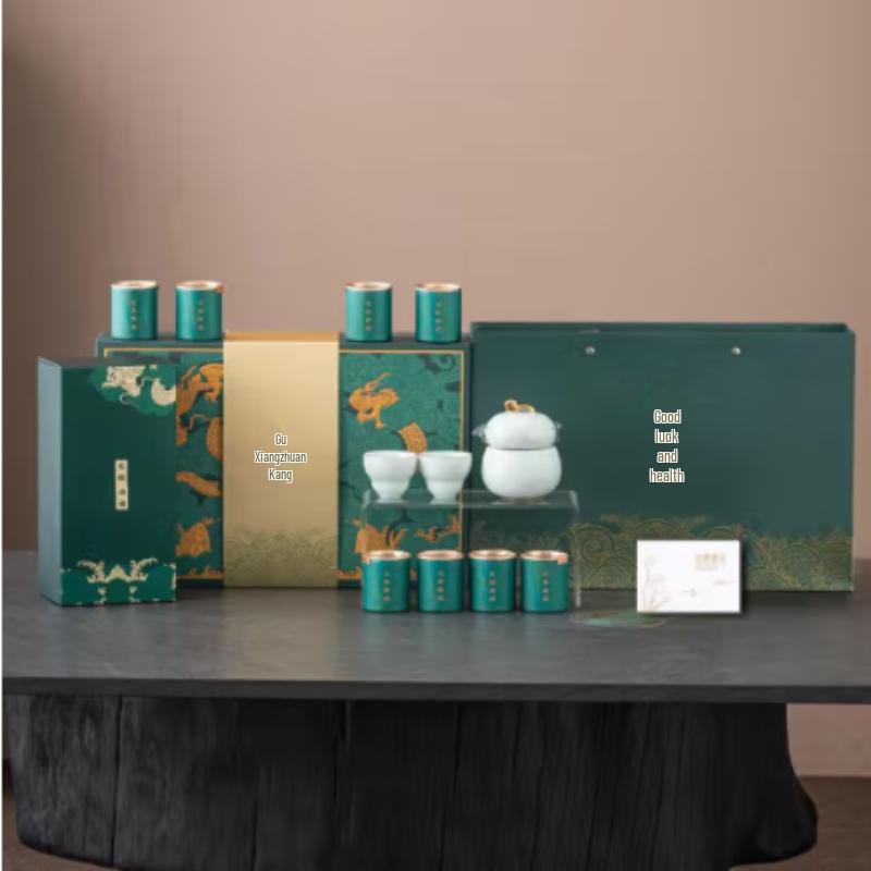 Chinese Ceramic Tea Set Gift Box - Dragon Blessing