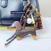 Dachshund PU Leather Keychain: Cute Cross-Border Car Accessory & Creative Bag Ornament.