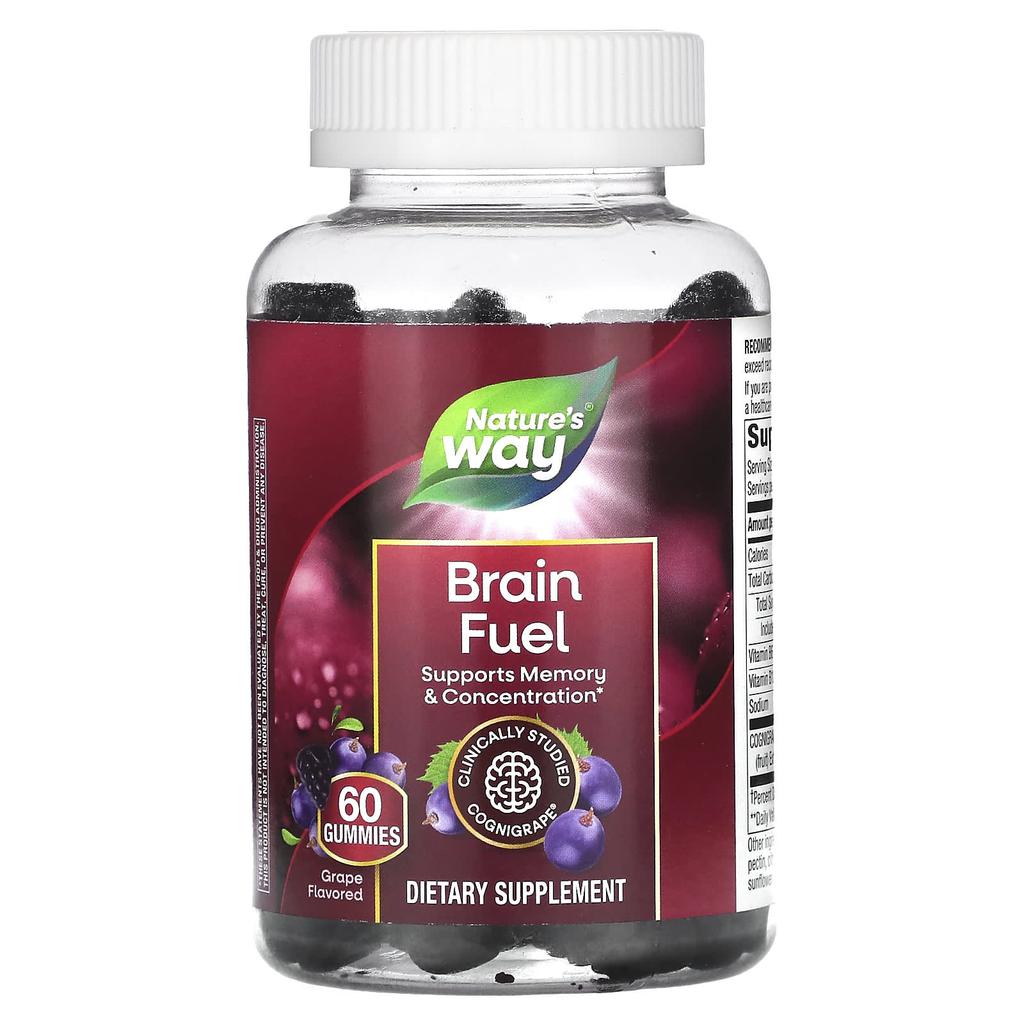 Nature's Way Пища для мозга, вкус винограда, 60 жевательных конфет
