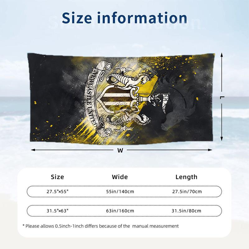 Newcastle United Beach Towel Soft Microfiber Summer Towel Quick Dry Absorbent Towel for Beach Swimming Pool Travel