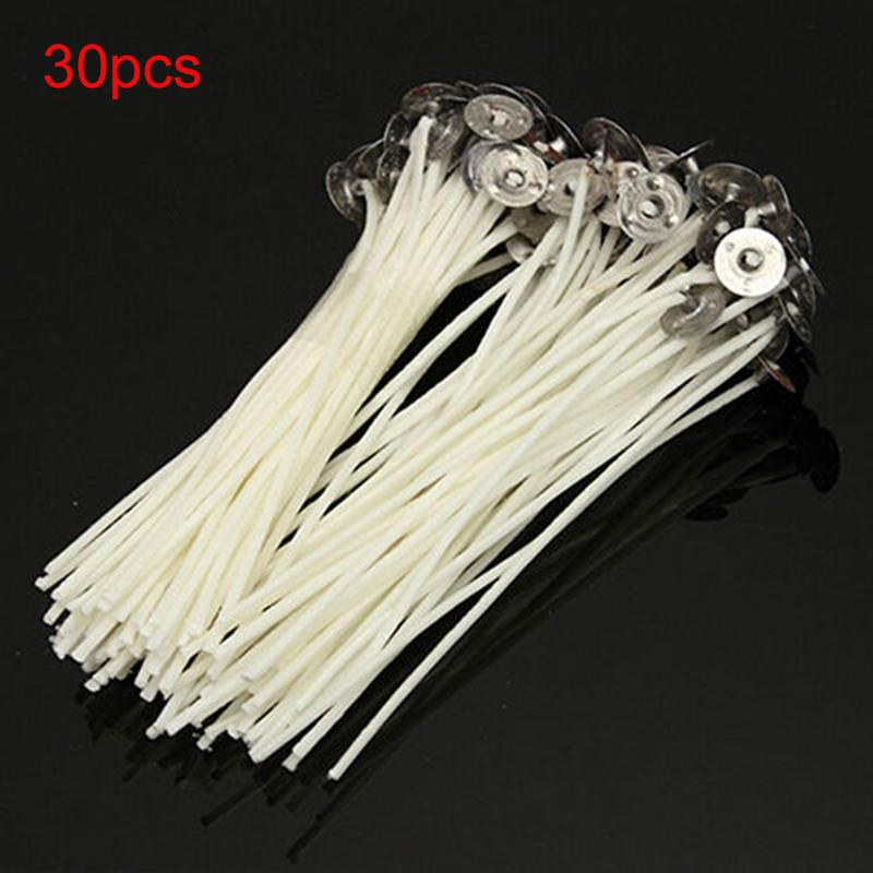 New 4 Inch White Candle Wicks Cotton Core For DIY Candle Making Low Smoke 30pcs