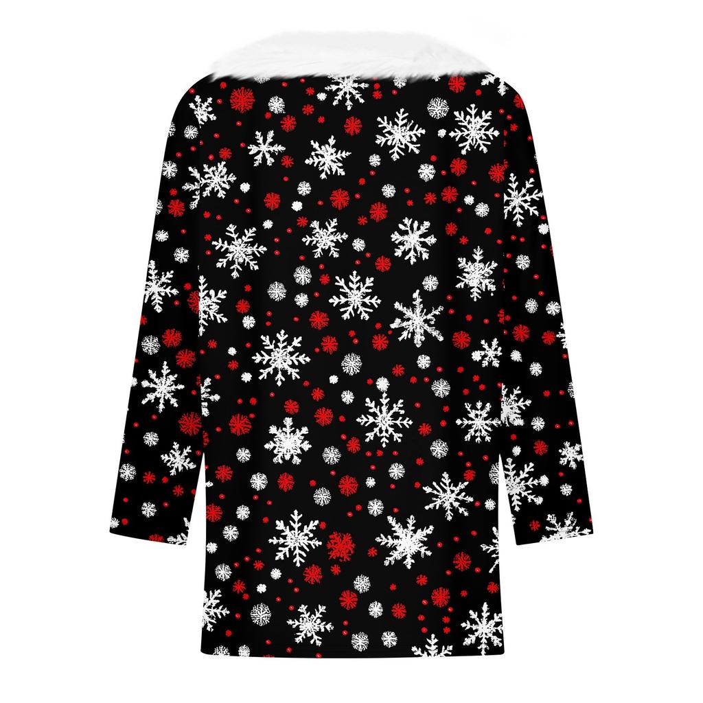 Женская футболка с рождественским принтом, флисовый воротник с рукавом три четверти и V-образным вырезом на рождественской вечеринке