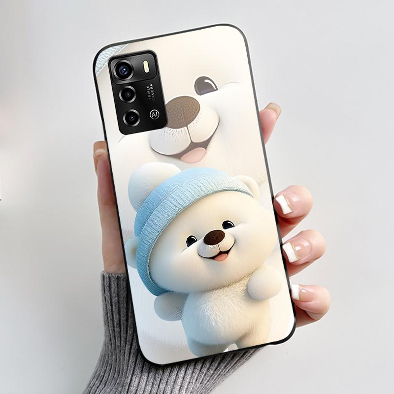 Чехол для смартфона ZTE Blade V40 Vita / V41, роскошный, милый, с кроликом, забавный, черный, корпус, мягкий силиконовый защитный чехол