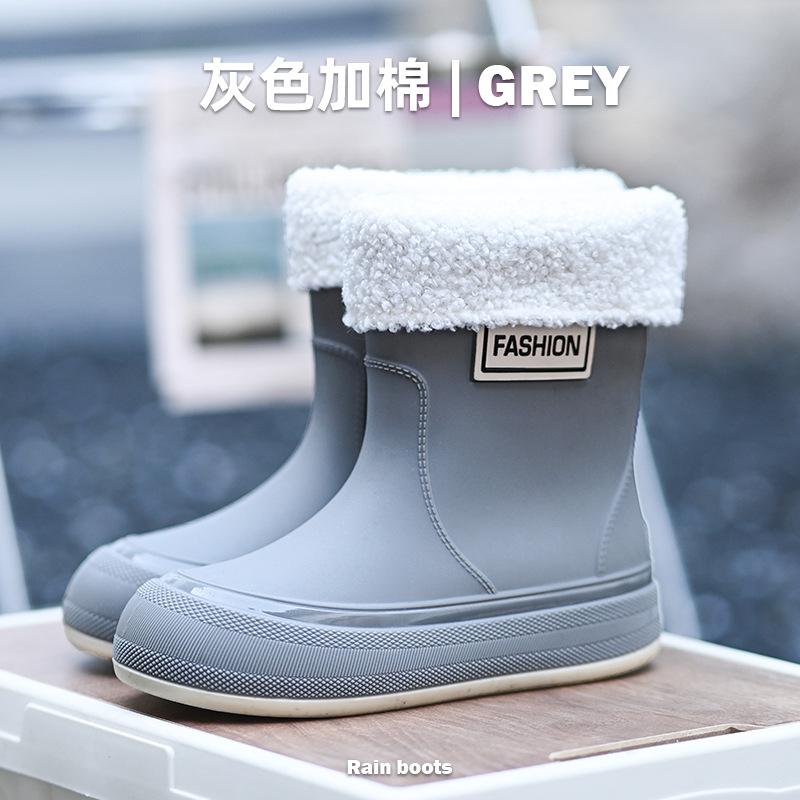 Fashion 2024 New Rain Shoes Female Mid-calf Thick Bottom Waterproof Boots Non-slip Fashion Water Shoes Kitchen Zapatos Para Mujeres
