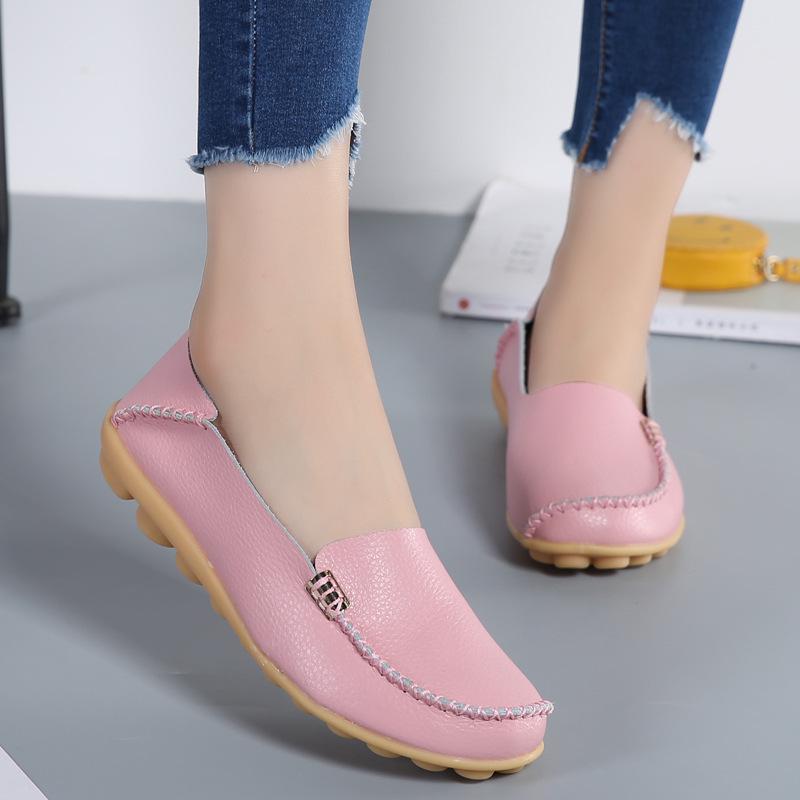 Fashion Plus Size 44 Women Flats Woman Loafers Genuine Leather Female Shoes Slip On Ballet Bowtie Moccasins 2025 New Women Shoes